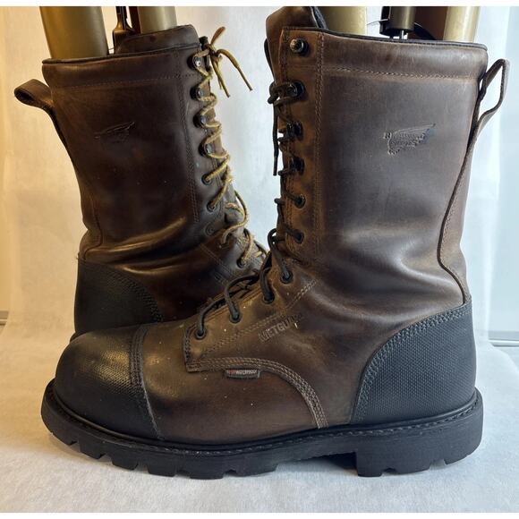 Red Wing Shoes Men\'s Leather Boots Brown Steel Toe Size 14 D Work Style No. 4499 main image 10